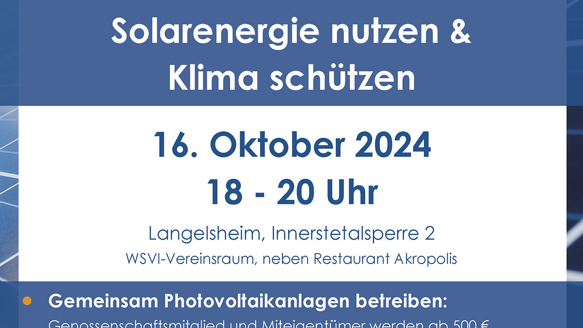 Infoabend Photovoltaik an der Innerstetalsperre, 16.10.2024