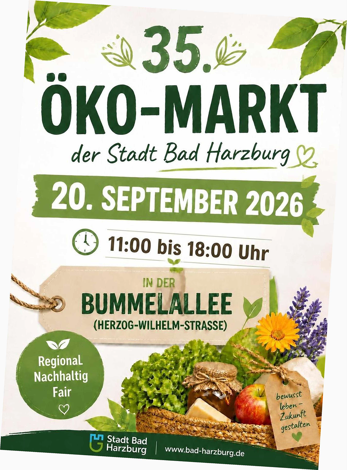 35. Ökomarkt der Stadt Bad Harzburg am 20. September 2026 in der Bummelallee - nachhaltige Produkte aus der Region